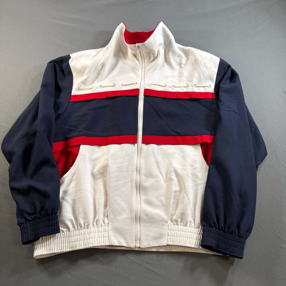 Vintage Alfred Dunner Red White and Blue Track Jacket Womens 12P Nautical Y2K